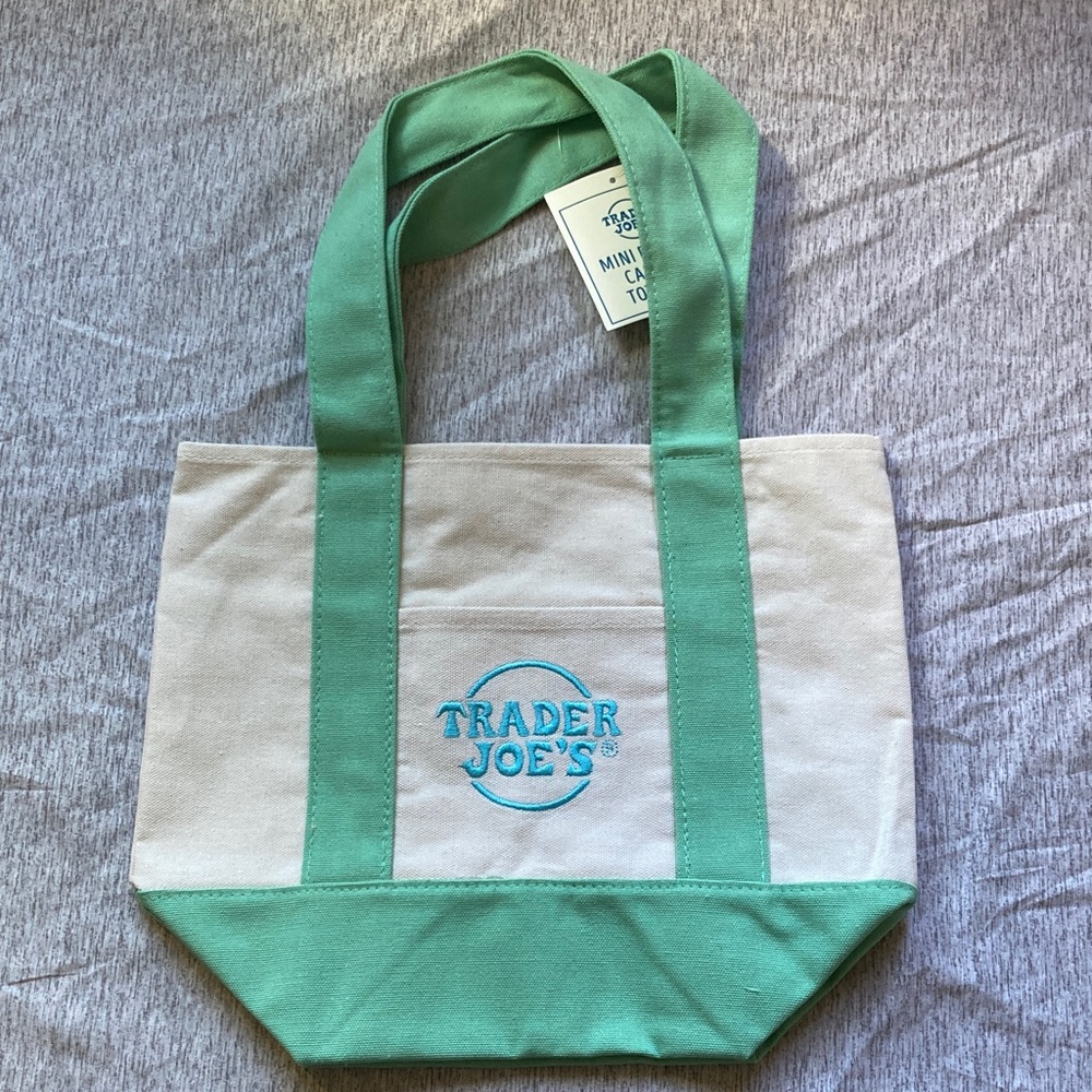 Trader Joe’s mini pastel Canvas Tote Bag in Mint Green